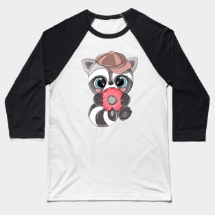Trash panda with cute donut Baseball T-Shirt